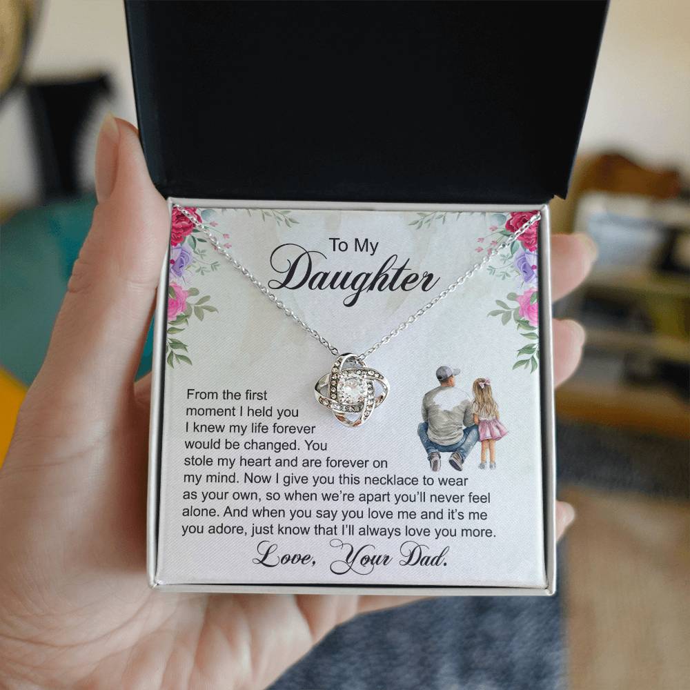 To My Daughter - Always Love You More - Love Knot Necklace
