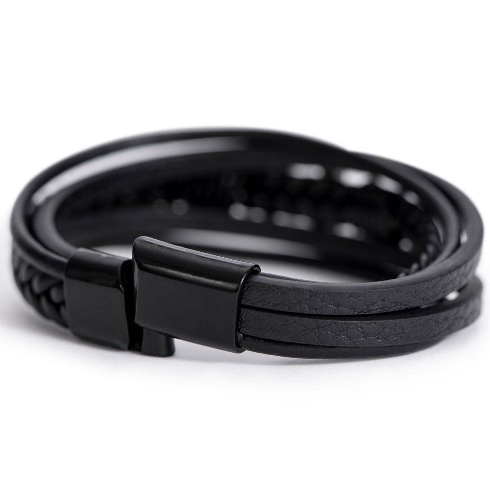 🌟  Personalized Black Leather Bracelet 🌟